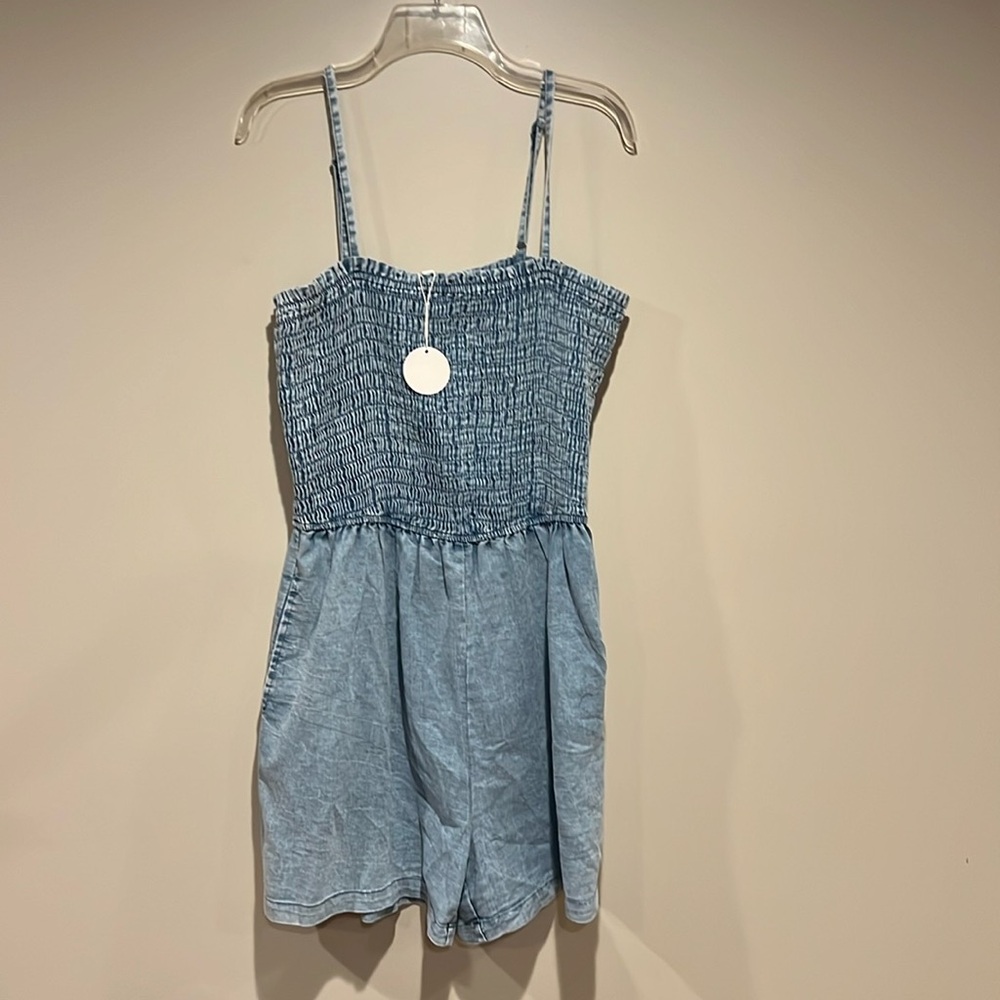 ODDY light denim short romper 1x